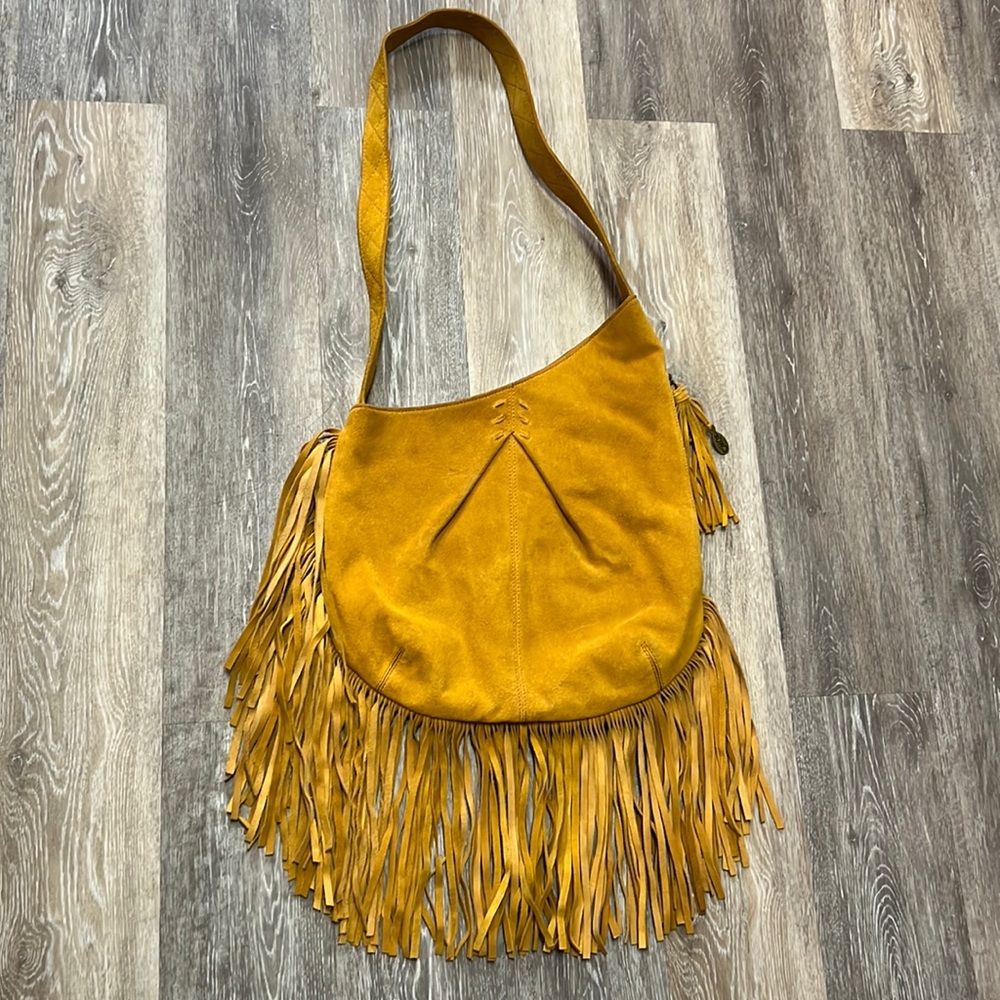MUXO by Camila Alves Suede Asymmetrical Fringe Conceal Carry Purse Bag